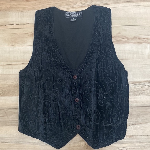 Agapo Collections Beaded Vest Womens Size Small. Tie on back. So pretty. - Picture 8 of 11